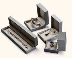 Quality Earring / Pendant Jewelry Plastic Box Attractive Black Color PU Leather Covered wholesale