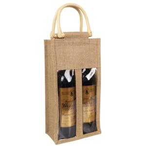 Quality Shopping Unique Handle Gift Wine Bottle Jute Bag wholesale