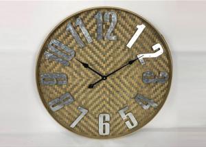 Quality ZYWSC001 27.5&quot; Farmhouse Bamboo Rattan Round Wall Clock Country Style For Wall Decor wholesale