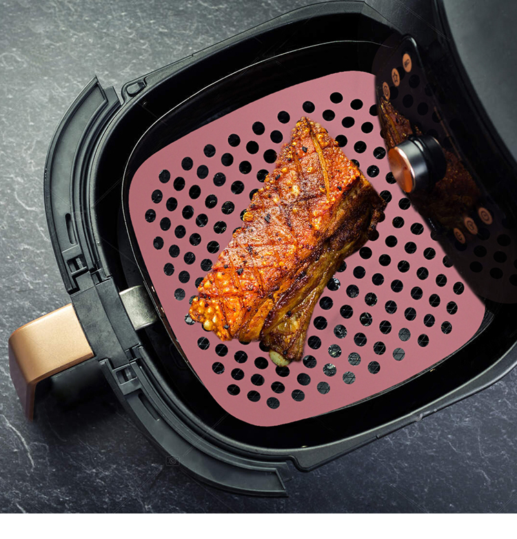 Custom Reusable Silicone Kitchenware Set , Air Fryer Silicone Pad Round Square Shape