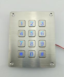 Quality IP65 waterproof 3X4 panel mounted illuminated keypad with flat key buttons wholesale