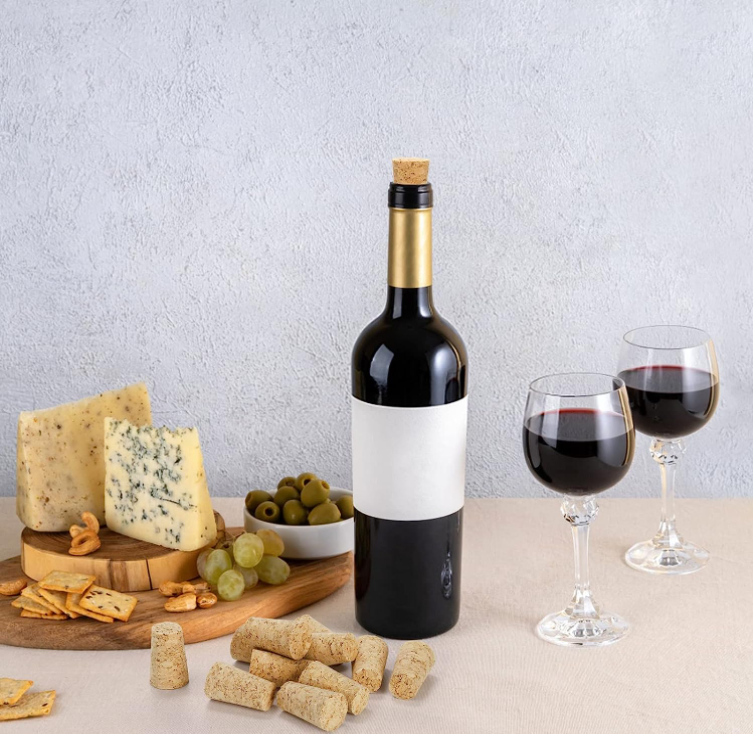 Natural Wine Cork Conical Bottle Stopper Custom Size For Champagne Bottle