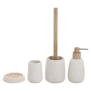 Quality SAGO Cream Marble Bathroom Accessories Set Natural Stone Water Drop Shape Marble Soap Dispenser wholesale