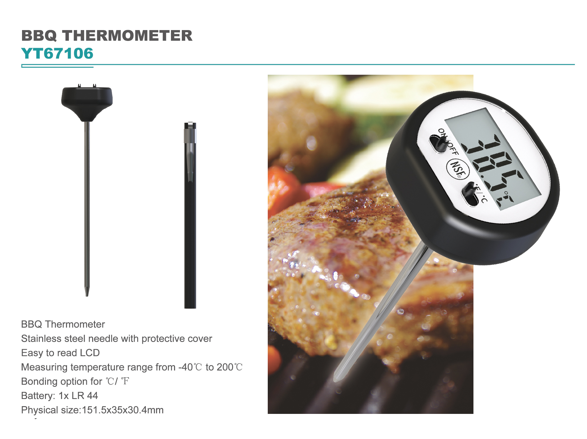 Digital Instant Read Meat Thermometer ABS Plastic Type for Kitchen Food Digital Timer