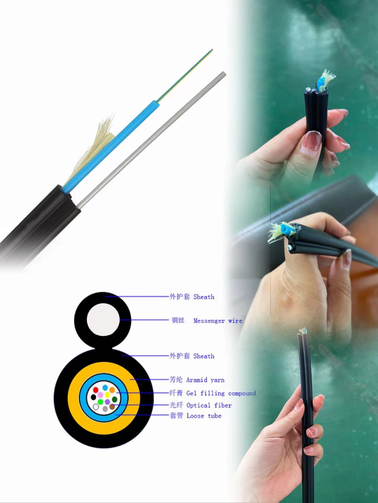 4 Core 6 Core 12 Core Fiber Optical Cable With Steel Wire Mini Figure 8 Cable Gyxtc8y Gyxtc8a