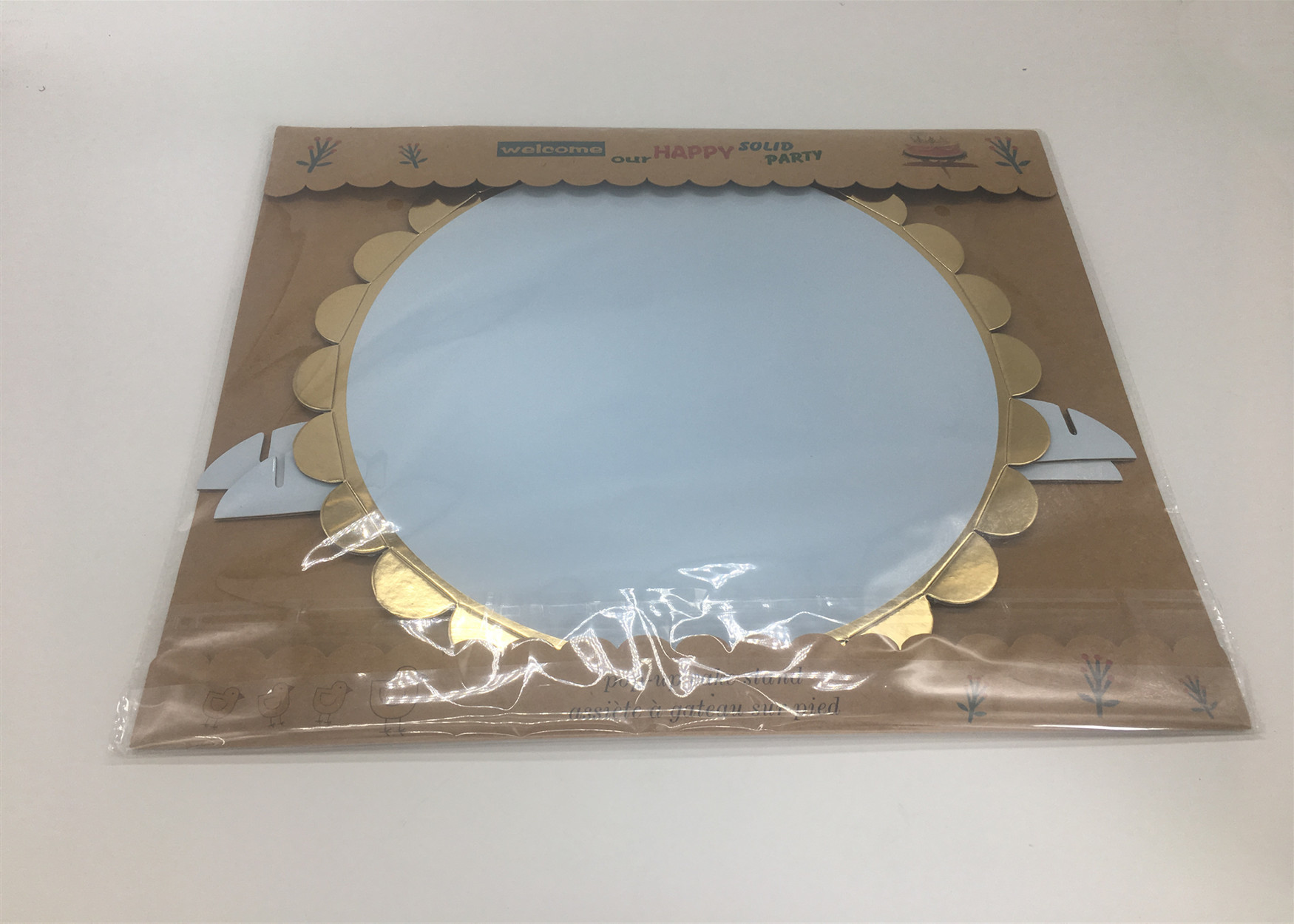 Custom Disposable Party Table Decorations One Tier Blue Paper Cake Stand
