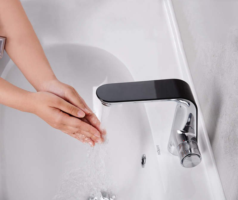 Deck Mounted Chrome Basin Mixer Faucet 217mm Height