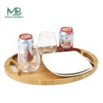 Soild Bamboo Serving Platter Coffee Tea Dessert Tray With Handle