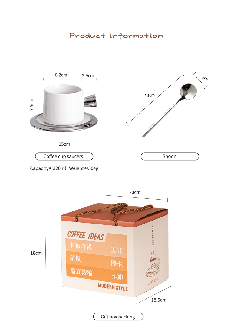 Cute Porcelain Tea Cup Set With Spoon Sustainable Ceramic Coffee Cup And Saucer Set