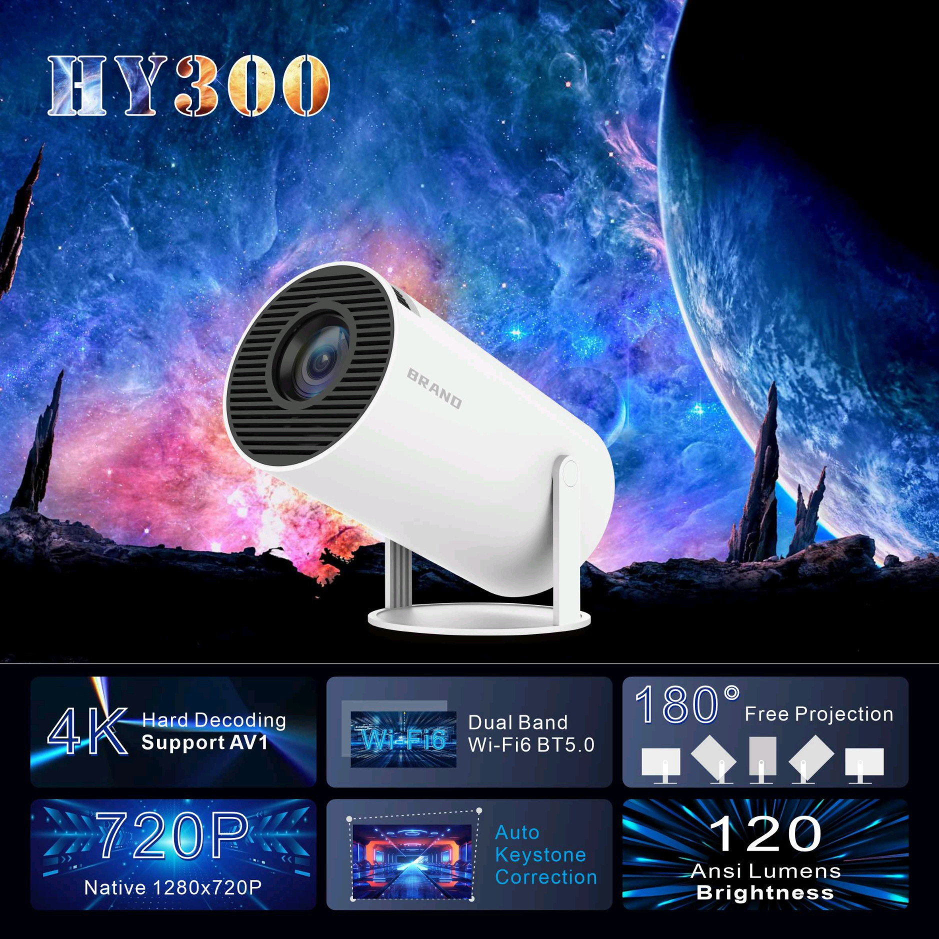 2.69inch LCD TFT Display 4K HD Projector with Quad-core ARM Cortex-A53 CPU and 1G RAM
