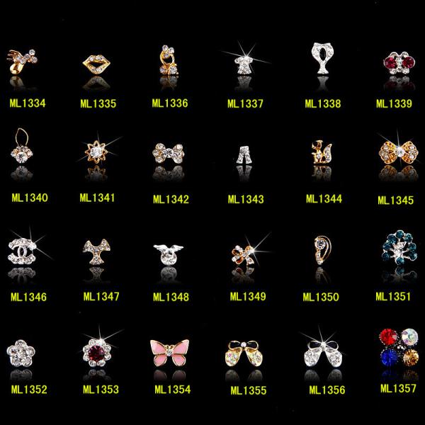 Gold metal clear Rhinestone Fashion Jewelry 3D Nail Art Decoration Nail Beauty