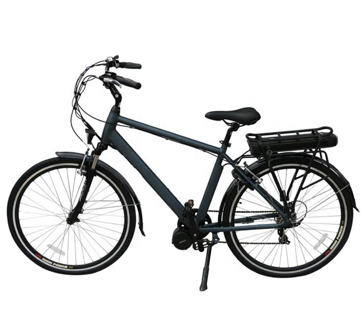 250W Mid Drive Motor Ebike With Front Suspension 700C Tire 48V 10.4AH Battery