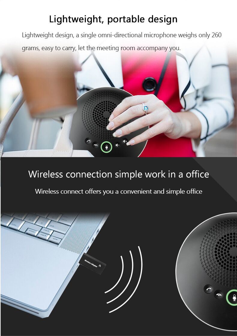 Omni Directional USB Wireless Conference Speakerphone Microphone with 4 Meters Pickup Range