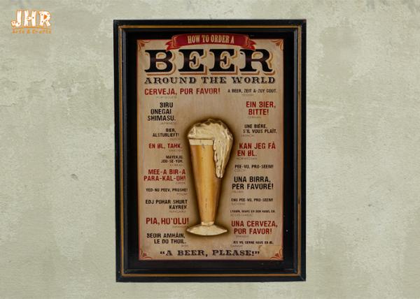 Beige Wood Wall Art Sign Pub Wall Decor Decorative Beer Wall Plaques Home