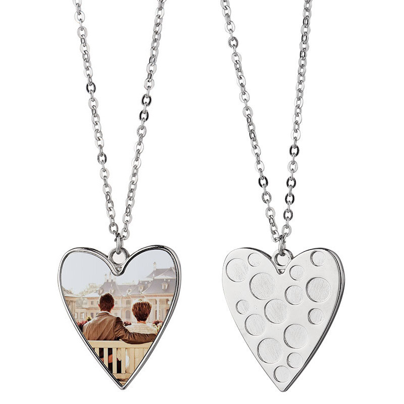 Heart Shape Sublimation Necklace For Lovers Personalized Sublimation DIY Gift