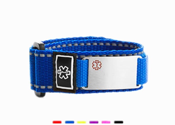 Fashion Sport ID Bracelet / Nylon Velcro ID Wristband With Engraved Metal Plate