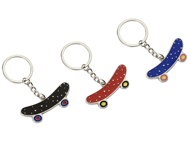 Zinc Alloy Cute Metal Keychain 3.5mm Iron Skateboard Key Chain Souvenir Gift