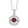 Natural Garnet Necklace 1/20 ct tw Diamonds With 925 Sterling Silver