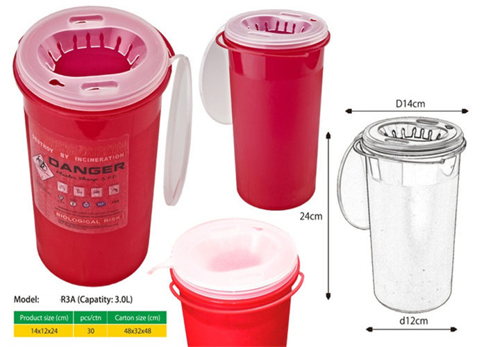 3 Litre Sharps disposal container, Sliding Lid, Red,Sharps Container | WinnerCare