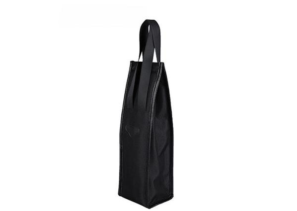 Vegan Leather Black Wine Cooler Bags For Gift Champagne Cooler Bag OEM