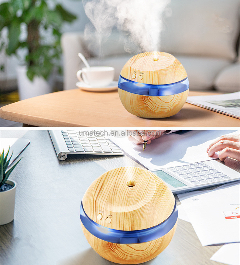 Portable Wood Grain Electric Aroma Diffuser 300ml for App-Controlled Humidity Control