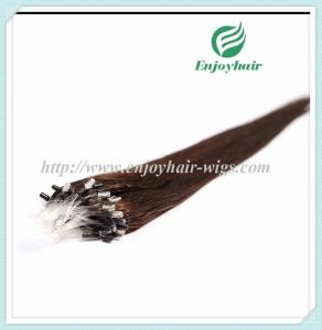 Quality Micro ring loop hair extensions 16&quot;-26&quot;L brazilian remy hair 4# color hair wholesale