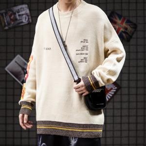 Quality Khaki Color Block Drop Shoulder Mens Warm Sweaters Breathable wholesale