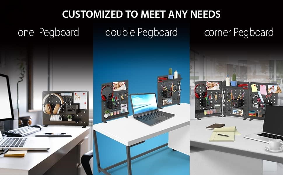 Metal Pegboard Organizer for Standing Desk Accessories Privacy Panel Work Desk Storage