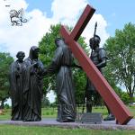 Bronze Jesus Crucifix Statue 14 Stations of the Cross Sculpture Metal Religious