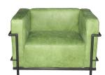Green Leather 3 Seater Sofa Vintage Leather Sofa With Tube Iron Frame