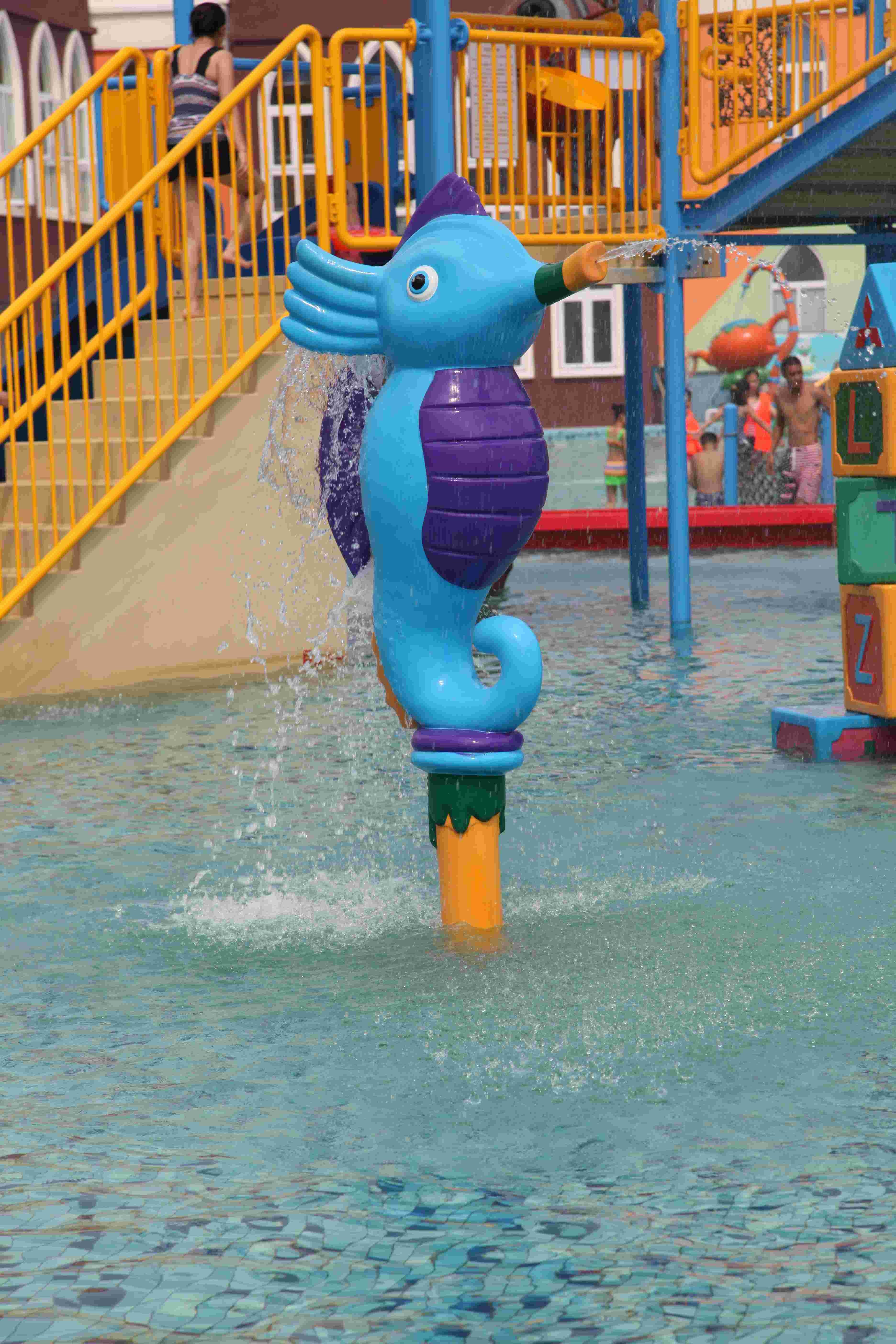 Kids Spray Park Equipment Fiberglass Water Games Spray Cartoon Hippocampus for Water Park