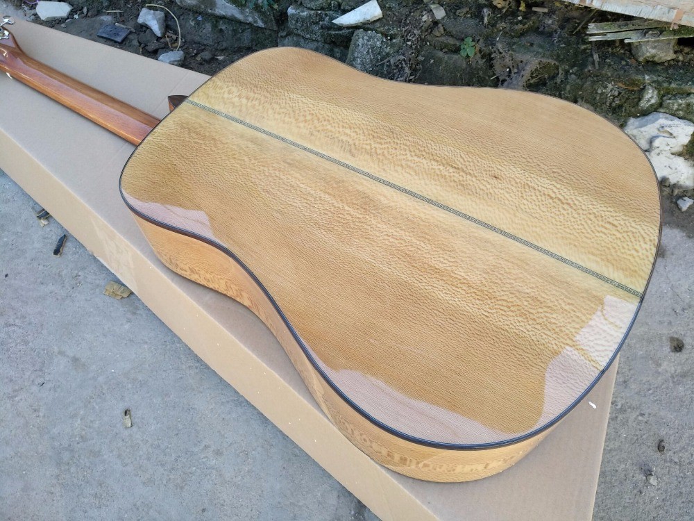 Free shipping AAAA handmade all Solid guitar dreadnought body guitar imported wood soundhole EQ D acoustic electric guit