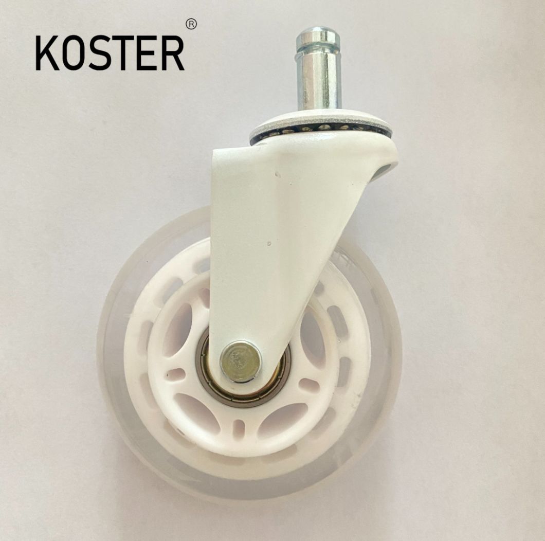 3inch 75mm White PU Transparent Casters Furniture Wheels Office Chair Caster Wear Resistant Silicone Chair Casters