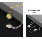 Lanciashow 925 Sterling Silver Beans Chain Necklace Simple Geometric Small Round
