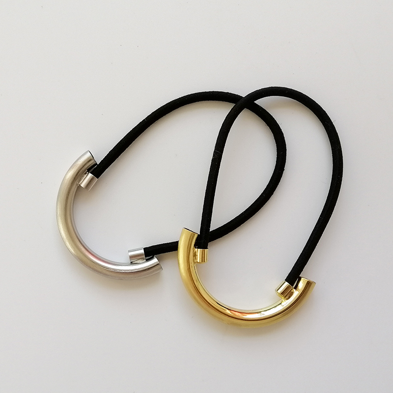 Black Stretchy Hair Ties Metal Ponytail Holder Girls Gifts Geometric 4.5x2.5cm