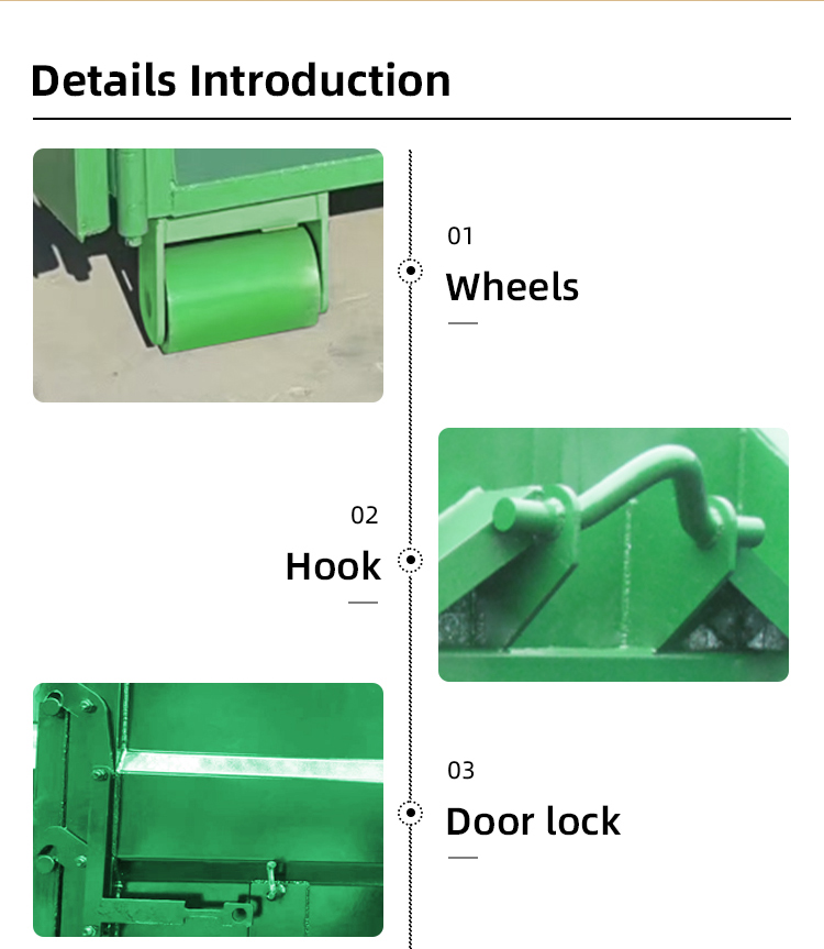 Waste Recycling Hook Lift Bins Container For Environmentally Friendly Waste Management