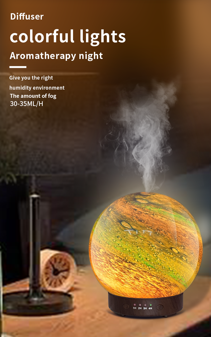 HOMEFISH 3D Glass Design Essential Oil Diffusers Planet Humidifier 120ml