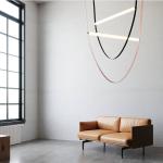 Postmodern Leather Belt Chandelier Living Room Villa Building Coffee long