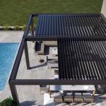 LED Aluminium Garden Pagoda With Retractable Roof Leisure Landscape For