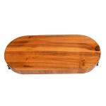 Food Dessert Natural Wood Serving Tray 42.5x18.1x5cm With Metal Handle