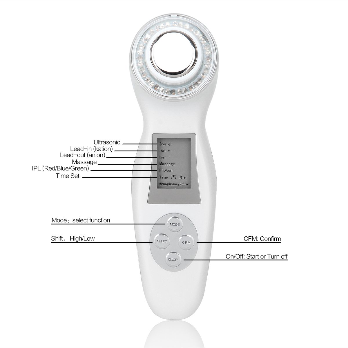 Bio Wave Light Therapy Ultrasonic Photon Beauty Device 3MHZ