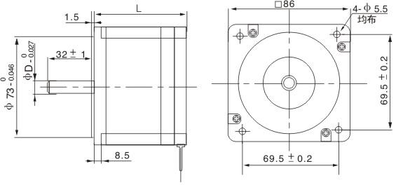 122.4 kg-cm 8 Wire NEMA 34 stepper motor J86HB156-06