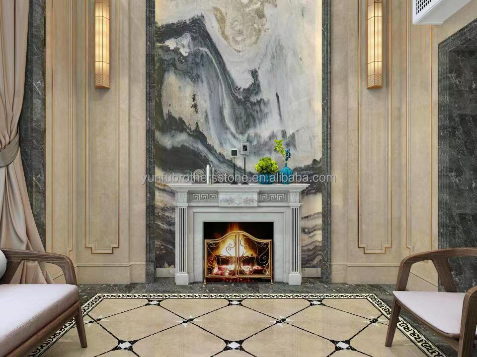 White Greek Marble Natural Stone Statue Frame Art Fireplace for Prestigious Property