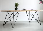 Base Solid Wood Restaurant Dining Table With Geometric Rose Gold Metal Frame