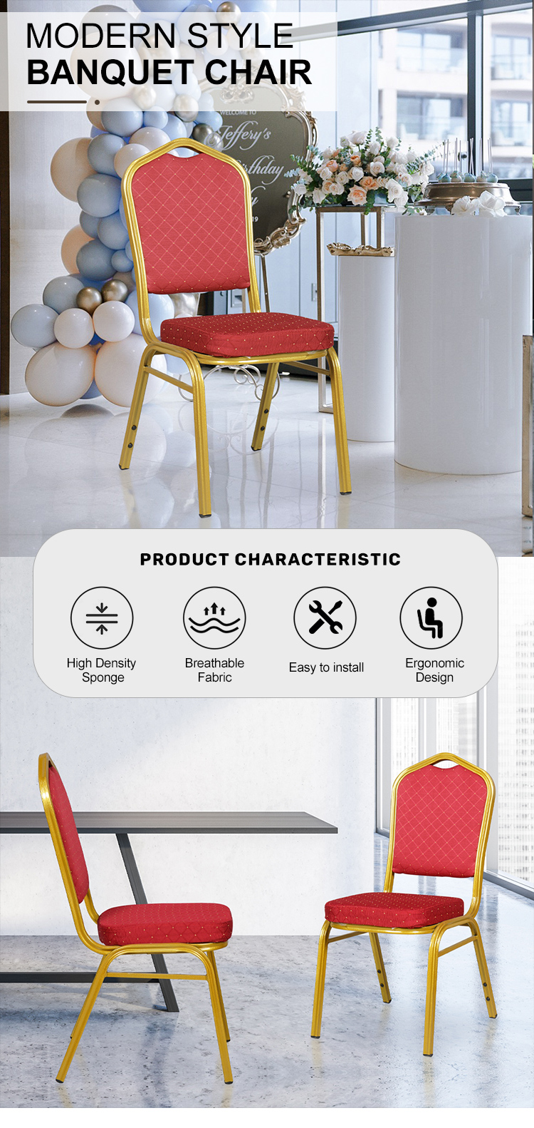 Stackable Gold Metal Party Din Chair For Hotel Banquet Wedding