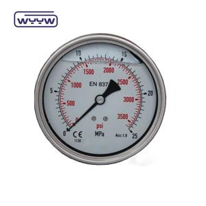 Quality Back Connection 100mm Oil Filled Pressure Gauge Ss304 Stainless Steel wholesale