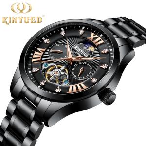 Quality KINYUED High Quality Custom Waterproof Watch Watch Buckle Stainless Steel Automatic Mechanical Watch Men wholesale