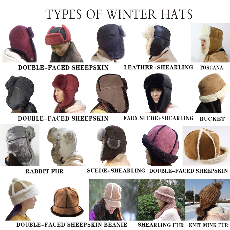 Fashion Ladies Merino Shearling Sheepskin Lamb fur bucket hat