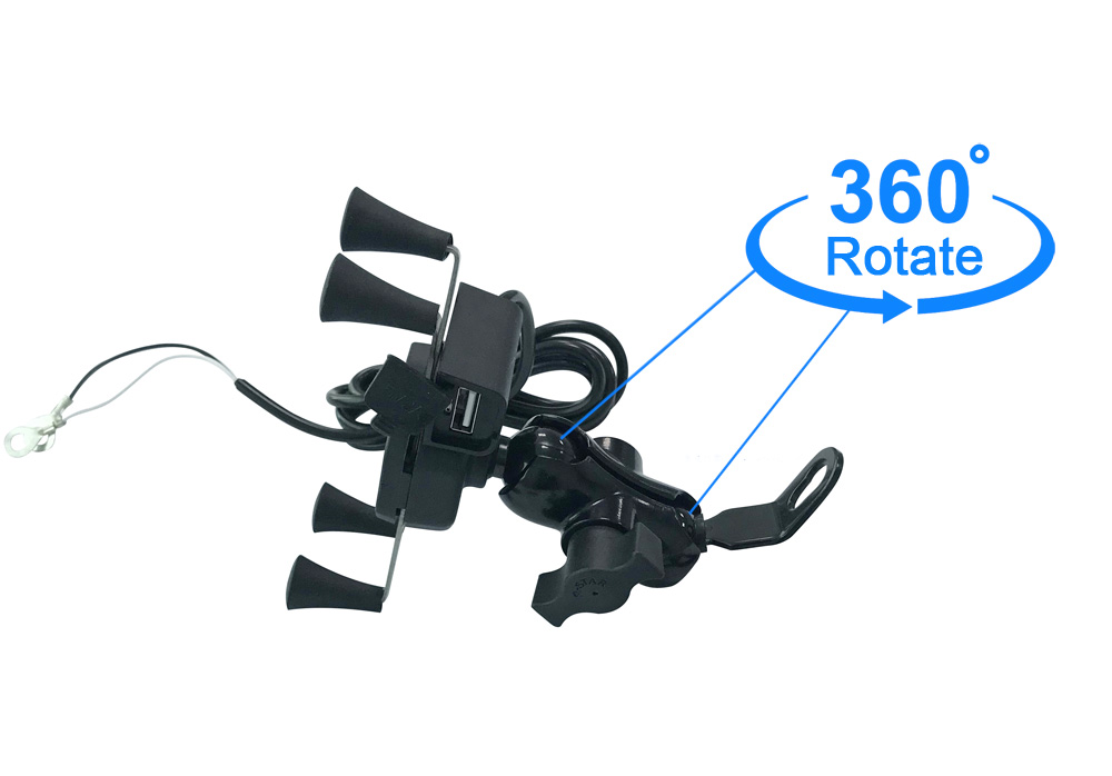 3-6.5 Inch Gps Phone Holder , 5V 2.5A Wireless Charging Motorcycle Phone Mount