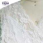 Fashion lace v-neck short sleeve elegant women ladies white dress for mature